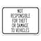 Signmission Not Responsible for Theft or Damage to Vehicles Rust Proof Parking, A-1824-23540 A-1824-23540 - alternate 1